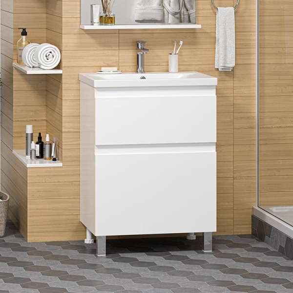 Тумба под раковину Misty Лаки 60 напольная, белая