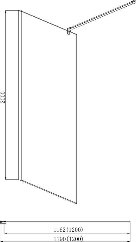 Душевая перегородка AQUATEK AQ WIW 12020BL 120x200 см, черный матовый профиль