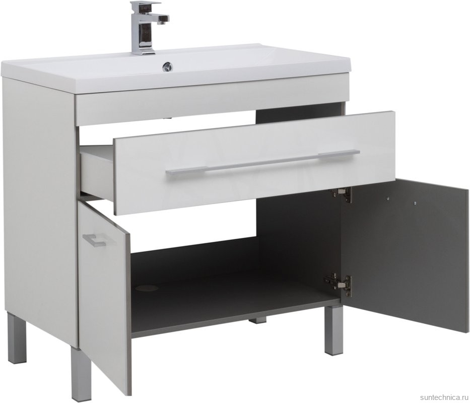 Тумба с раковиной Aquanet Верона 90 белая, 1 ящик, 2 двери