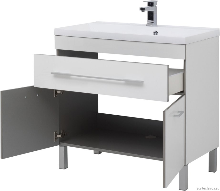 Тумба с раковиной Aquanet Верона 90 белая, 1 ящик, 2 двери