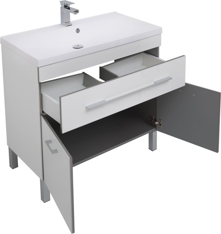 Тумба с раковиной Aquanet Верона 90 белая, 1 ящик, 2 двери