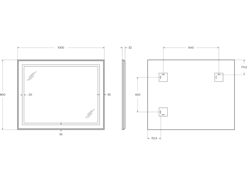 Зеркало BelBagno Kraft 100x80 с подсветкой, сатин