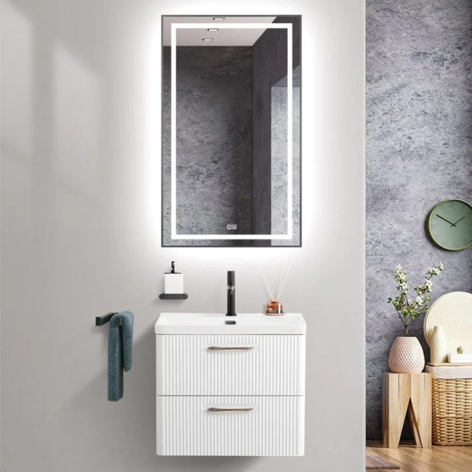 Тумба под раковину без столешницы BelBagno Due 60 белый металлик