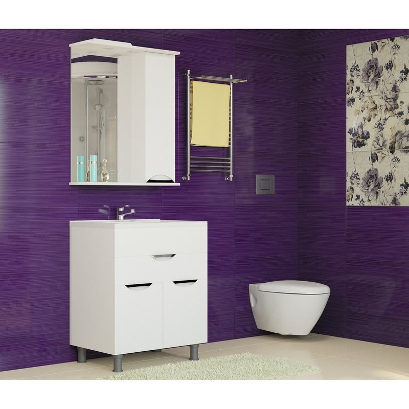 Шкаф с зеркалом в ванную MIXLINE 65х19х72,5 Белый ПВХ