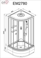 Душевая кабина DTO D EM2780GM профиль хром, стекло матовое с узором