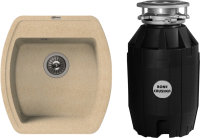 Комплект Мойка Florentina Нире 480 песочный + Измельчитель Bone Crusher BC 810-AS