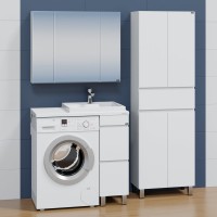 Тумба с раковиной СаНта Марс 29 R под стиральную машину, напольная, 2 ящика, белая