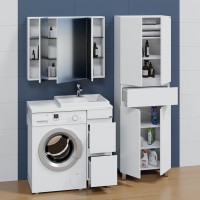 Тумба с раковиной СаНта Марс 29 R под стиральную машину, напольная, 2 ящика, белая