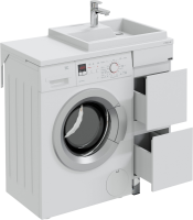 Тумба с раковиной СаНта Марс 29 R под стиральную машину, напольная, 2 ящика, белая