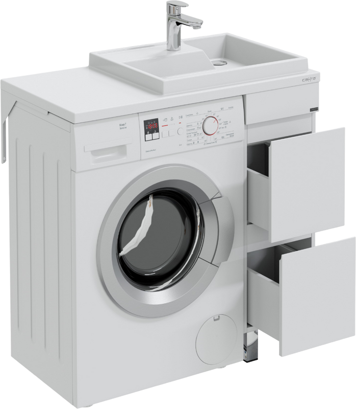 Тумба с раковиной СаНта Марс 29 R под стиральную машину, напольная, 2 ящика, белая