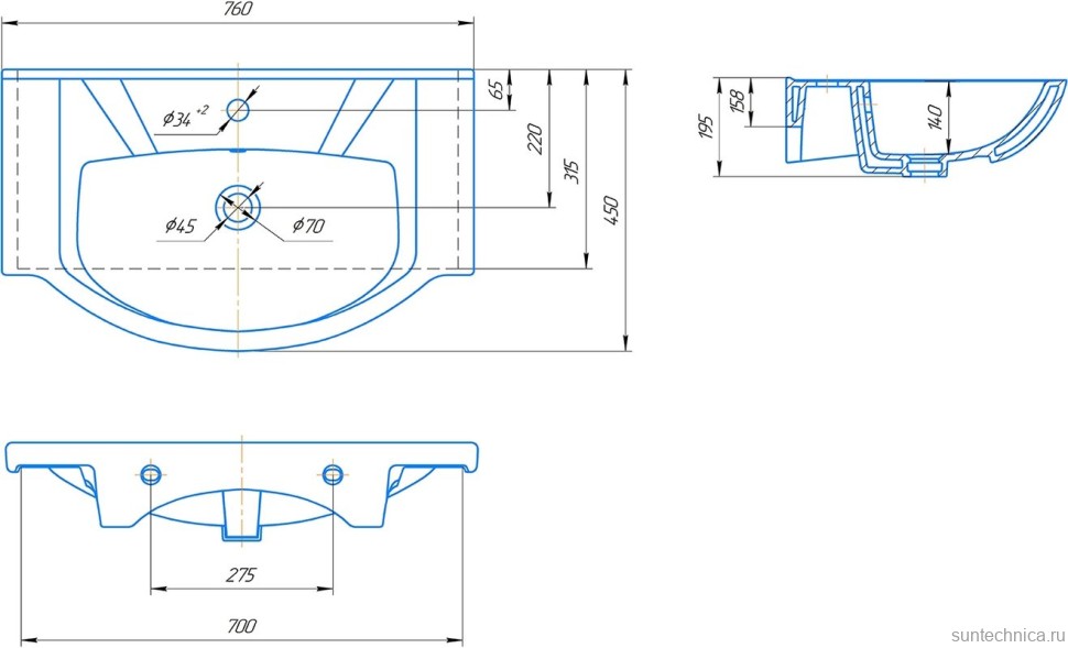 Тумба с раковиной Corozo Мирра 75 белая