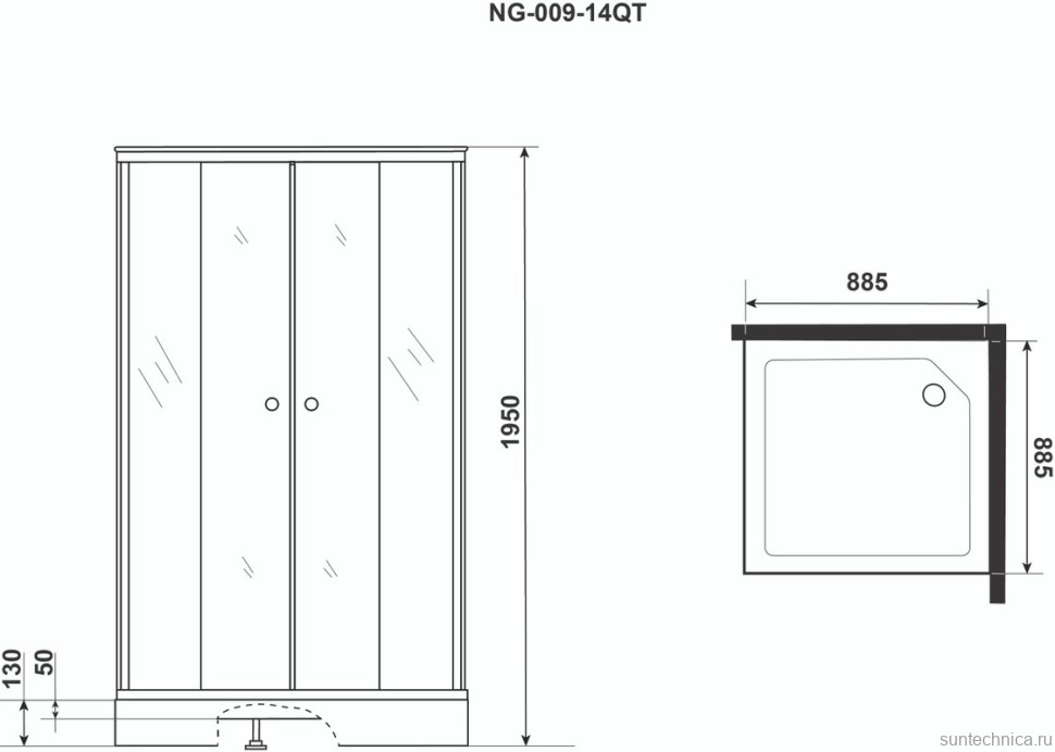 Душевой уголок Niagara Eco NG-009-14QT тонированное, с поддоном
