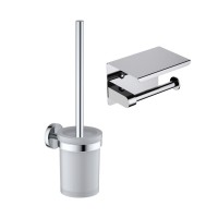 Набор Держатель AQUATEK Европа AQ4939CR с полкой для телефона, хром + Ершик AQ4110CR хром Набор Держатель AQUATEK Европа AQ4939CR с полкой для телефона, хром + Ершик AQ4110CR хром