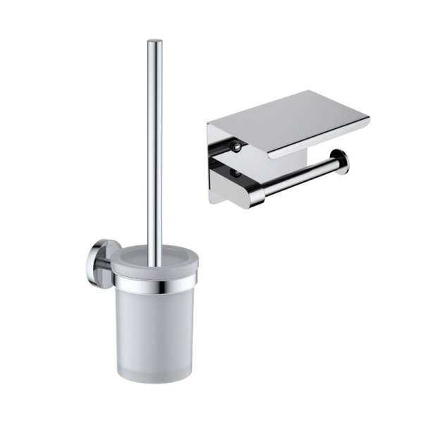 Набор Держатель AQUATEK Европа AQ4939CR с полкой для телефона, хром + Ершик AQ4110CR хром