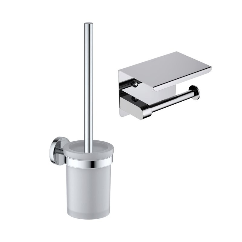 Набор Держатель AQUATEK Европа AQ4939CR с полкой для телефона, хром + Ершик AQ4110CR хром