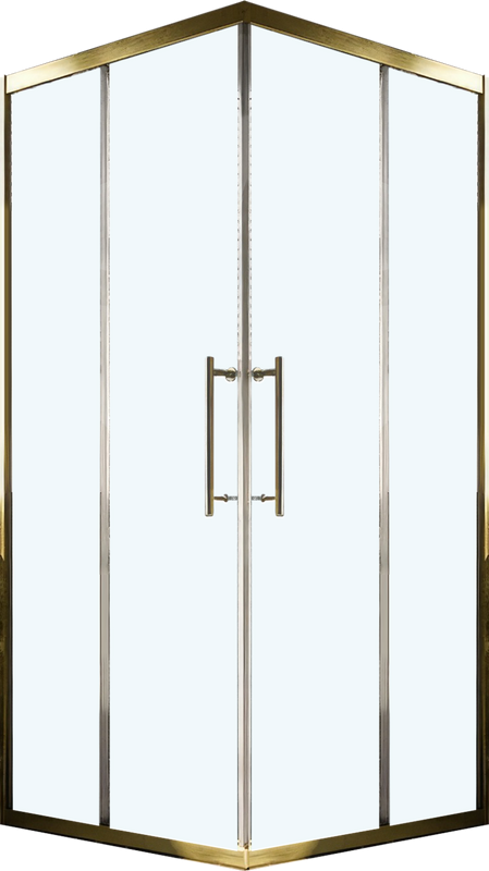 Душевой уголок Veconi Premium Trento PTC-20G 110x80, профиль брашированное золото, стекло прозрачное