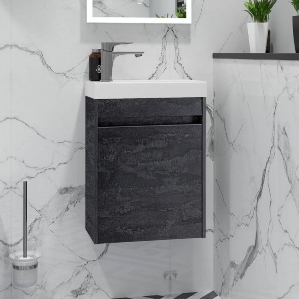Тумба с раковиной Art&Max Family-M 40 подвесная, hard coal, с дверцей