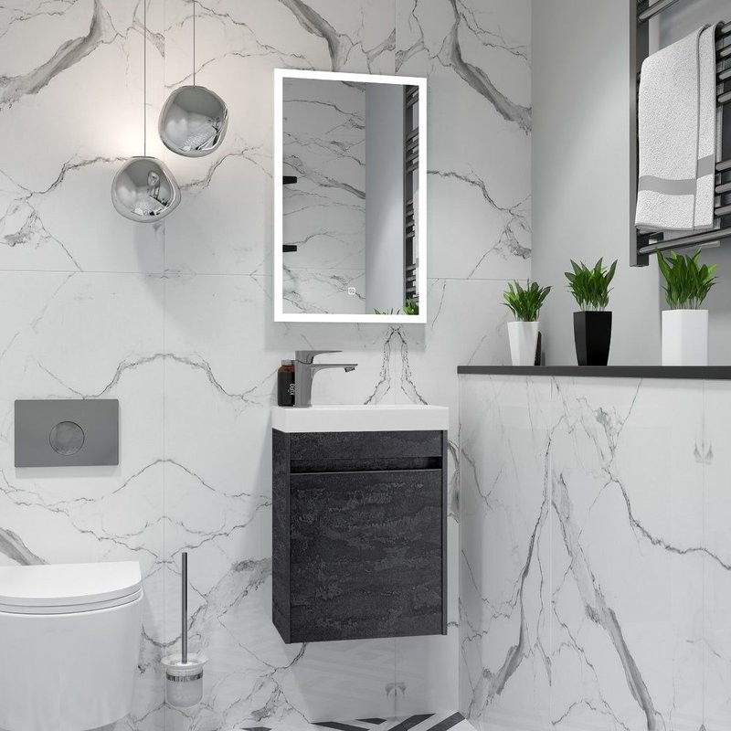 Тумба с раковиной Art&Max Family-M 40 подвесная, hard coal, с дверцей