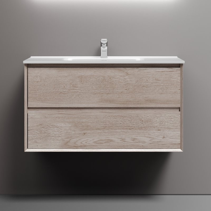 Тумба с раковиной Sancos Marmi 2.0 90 дуб галифакс натуральный, раковина CN7002