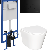 Комплект Унитаз подвесной Ceramicanova Forma CN3011 с микролифтом + Инсталляция STWORKI + Кнопка Хельсинки 500471 черная матовая