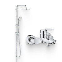 Душевой комплект Смеситель Grohe Eurosmart 33300003 + Стойка New Tempesta Rustic 27399002