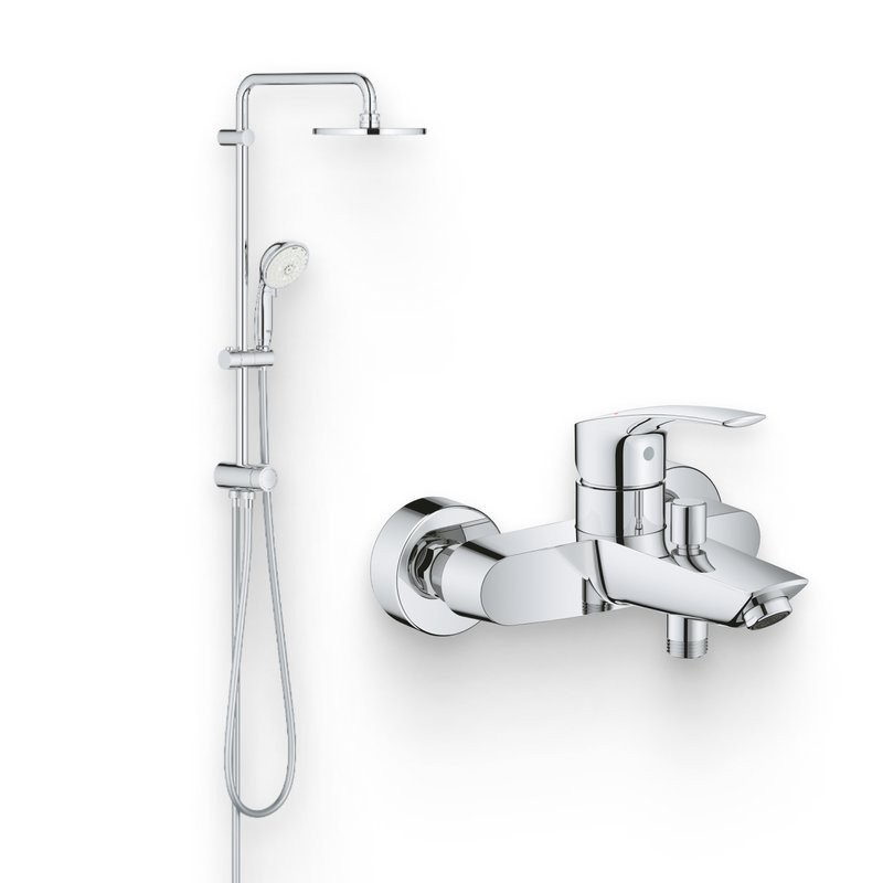 Душевой комплект Смеситель Grohe Eurosmart 33300003 + Стойка New Tempesta Rustic 27399002