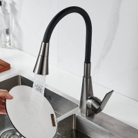 Смеситель для кухни Shevanik S543T-3 с гибким изливом, оружейная сталь, черный