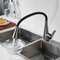 Смеситель для кухни Shevanik S543T-3 с гибким изливом, оружейная сталь, черный