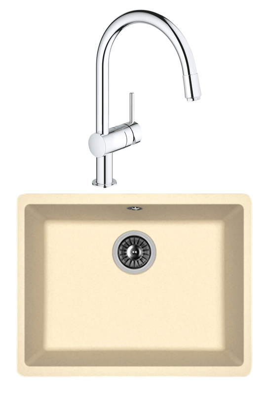 Комплект Мойка Florentina Вега 500 шампань + Смеситель Grohe Minta 3291800E хром