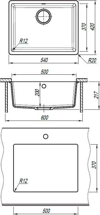 Комплект Мойка Florentina Вега 500 шампань + Смеситель Grohe Minta 3291800E хром