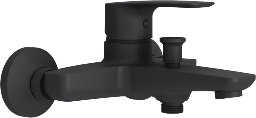 Душевой комплект Смеситель AM.PM Gem F90A10022, черный + Стойка Like F0780222, черная