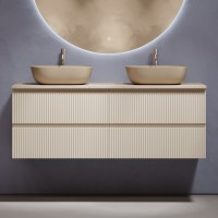 Тумба с раковиной Sancos Snob R 140 beige soft, столешница бежевая TT140A2X, раковина CN6009MC
