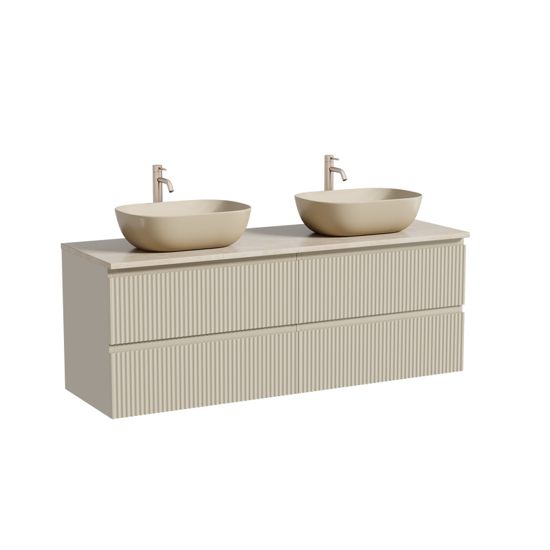 Тумба с раковиной Sancos Snob R 140 beige soft, столешница бежевая TT140A2X, раковина CN6009MC