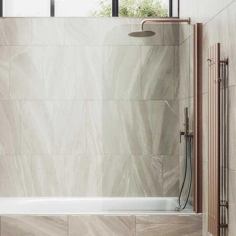 Шторка на ванну Maybahglass MGV-598-2 60x140, профиль бронза, стекло прозрачное