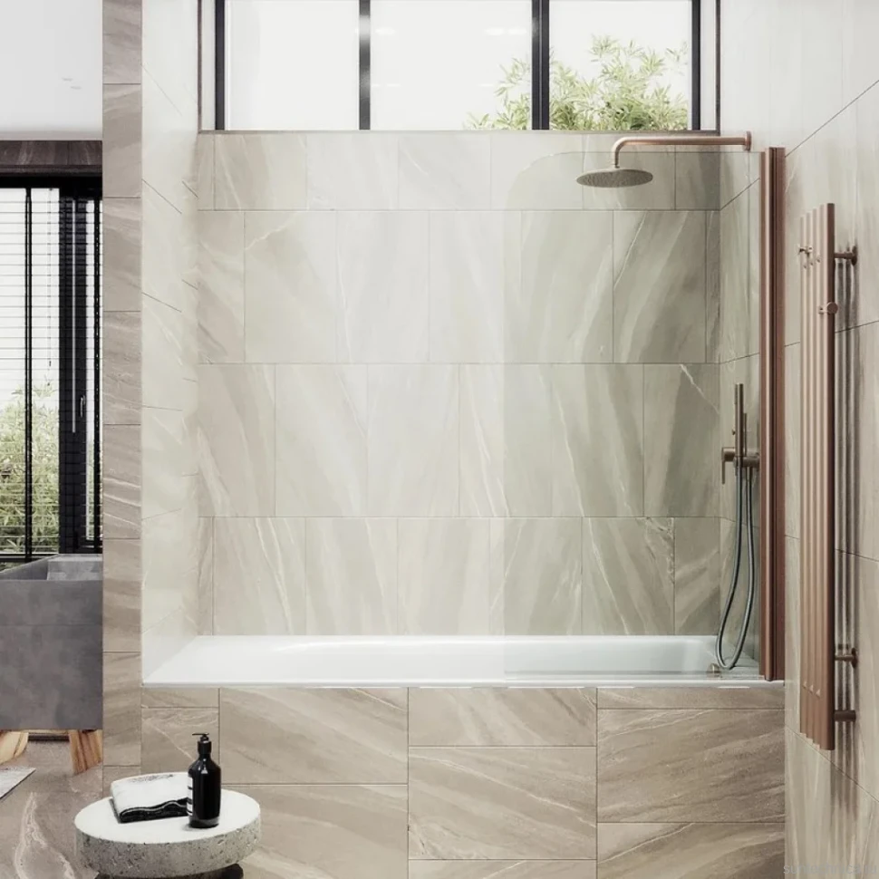 Шторка на ванну Maybahglass MGV-598-2 60x140, профиль бронза, стекло прозрачное
