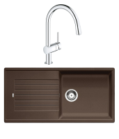 Комплект Мойка Blanco Zia XL 6S 517577 кофе + Смеситель Grohe Minta 3291800E хром