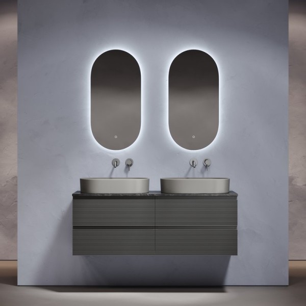 Мебель для ванной комнаты Sancos Folk 140 grey soft, столешница черный мрамор TT140A1, раковина CN6048MH