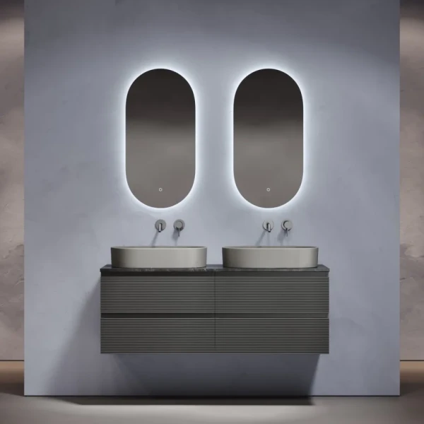 Мебель для ванной комнаты Sancos Folk 140 grey soft, столешница черный мрамор TT140A1, раковина CN6048MH