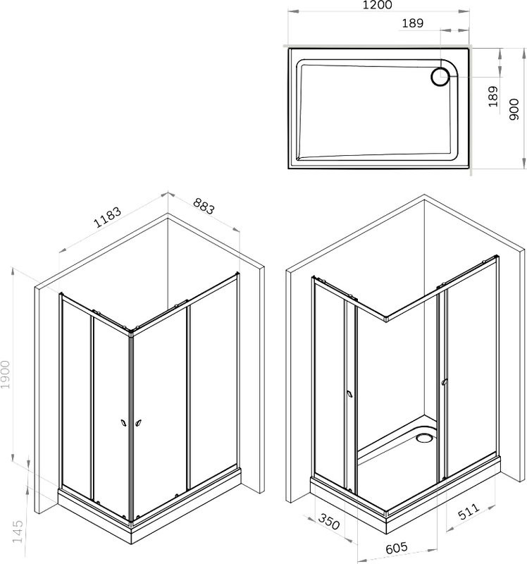 Душевой уголок AM.PM Sunny W87G-403-12090-MT 120x90 см, серебро