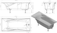 Ванна из искусственного камня Астра-Форм Вега Люкс 180x80 см, правая, пристенная, белая, на ножках