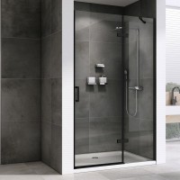 Душевая дверь в нишу Abber Zart AG08120B 120 см, профиль черный, стекло прозрачное