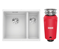 Комплект Мойка Blanco Subline 340/160-U белая, левая + Измельчитель Franke