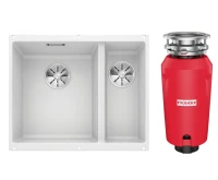 Комплект Мойка Blanco Subline 340/160-U белая, левая + Измельчитель Franke