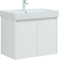 Тумба с раковиной Aquanet Nova Lite 75 белый глянец, с дверками