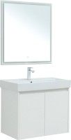 Тумба с раковиной Aquanet Nova Lite 75 белый глянец, с дверками