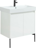 Тумба с раковиной Aquanet Nova Lite 75 белый глянец, с дверками
