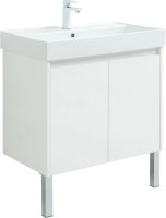 Тумба с раковиной Aquanet Nova Lite 75 белый глянец, с дверками