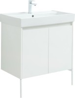 Тумба с раковиной Aquanet Nova Lite 75 белый глянец, с дверками