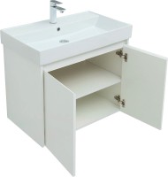 Тумба с раковиной Aquanet Nova Lite 75 белый глянец, с дверками
