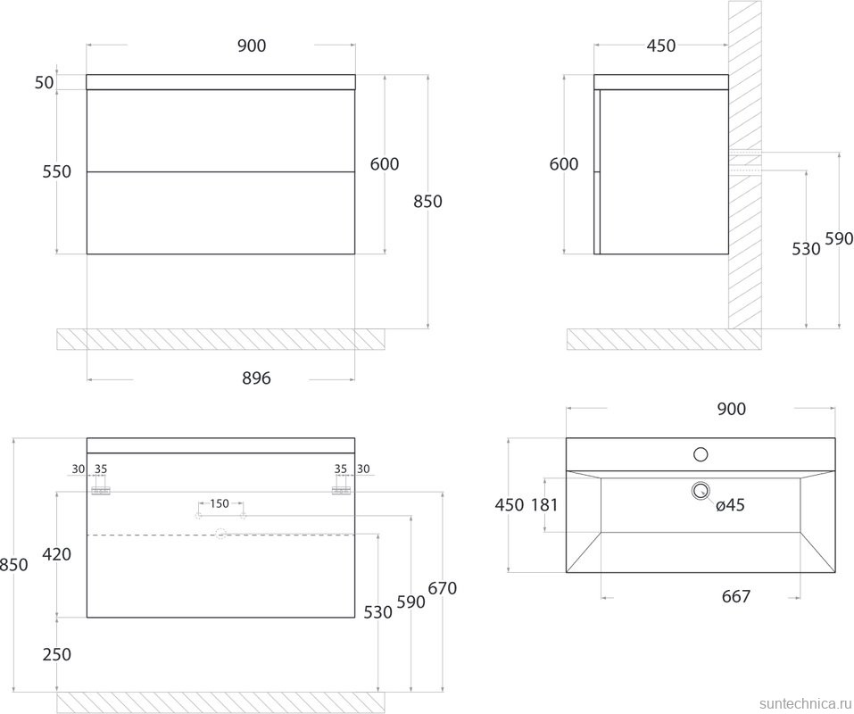 Мебель для ванной комнаты Art&Max Verona-Push 90 дуб венециано